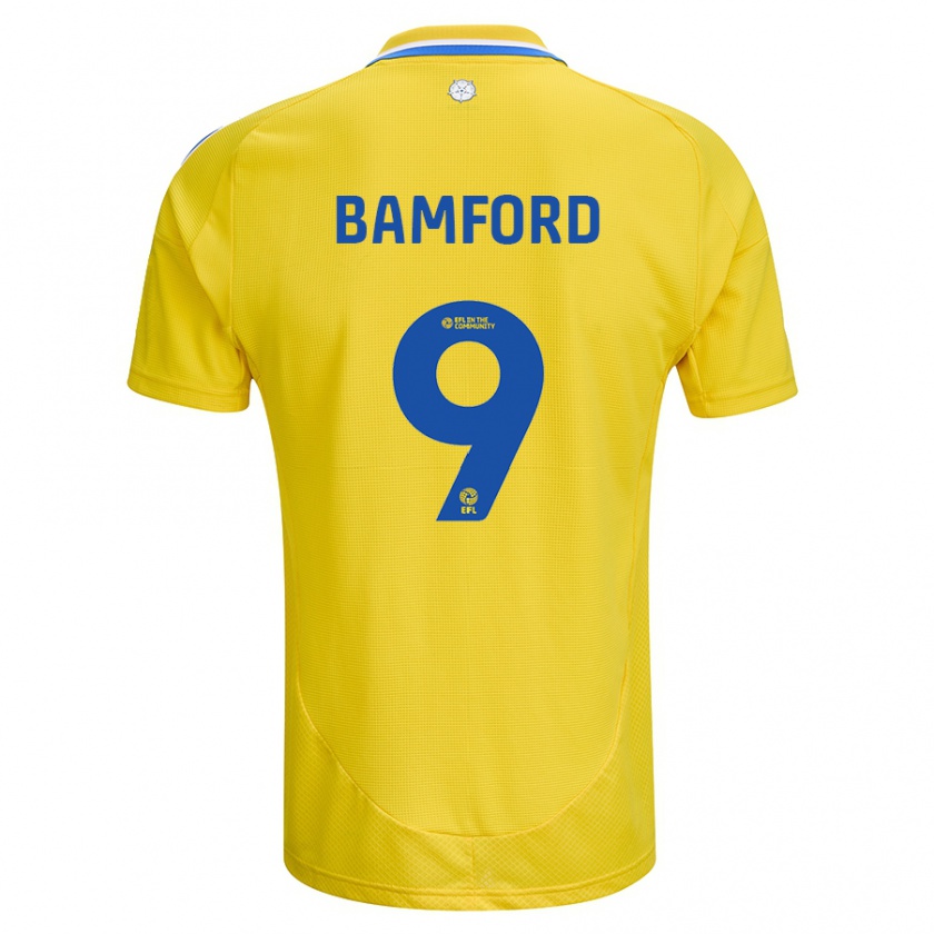 Kandiny Női Patrick Bamford #9 Sárga Kék Idegenbeli Jersey 2024/25 Mez Póló Ing