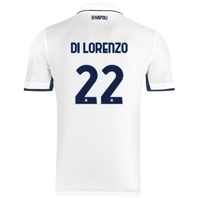 Kandiny Női Giovanni Di Lorenzo #22 Fehér Royal Blue Idegenbeli Jersey 2024/25 Mez Póló Ing