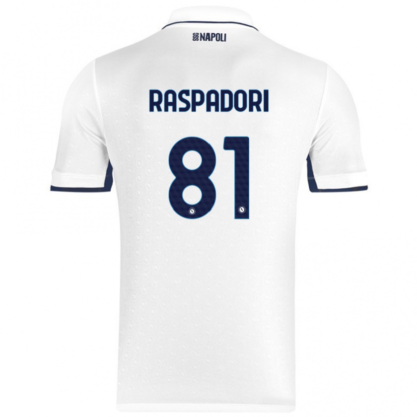 Kandiny Női Giacomo Raspadori #81 Fehér Royal Blue Idegenbeli Jersey 2024/25 Mez Póló Ing