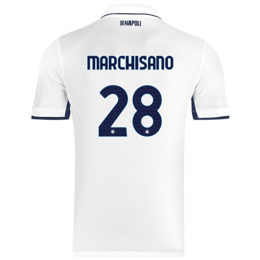 Kandiny Női Matteo Marchisano #28 Fehér Royal Blue Idegenbeli Jersey 2024/25 Mez Póló Ing