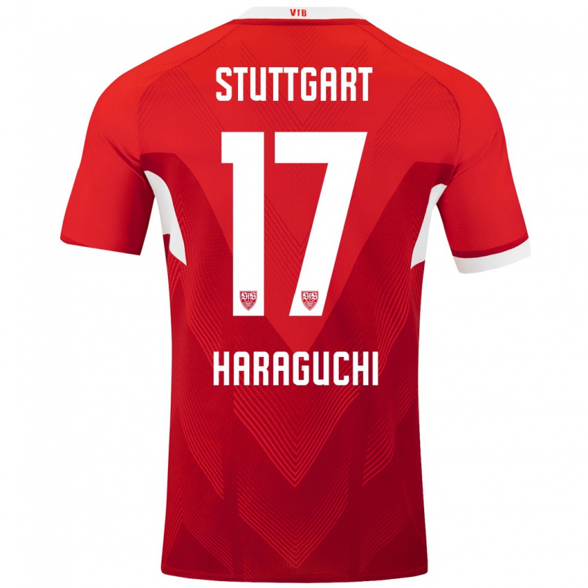 Kandiny Női Genki Haraguchi #17 Piros Fehér Idegenbeli Jersey 2024/25 Mez Póló Ing