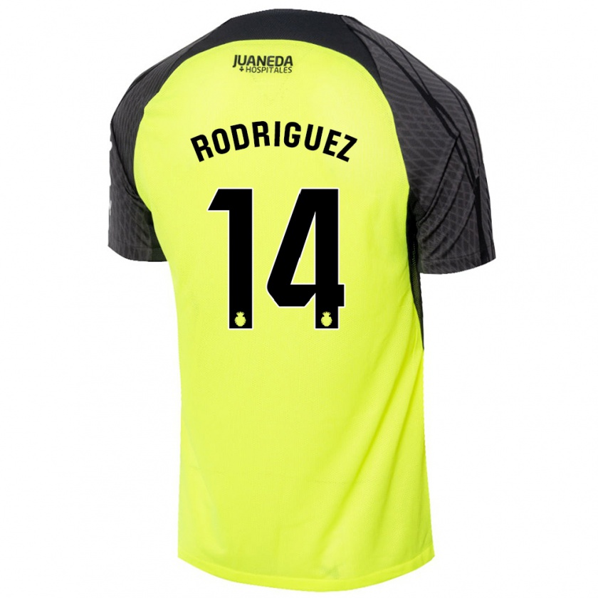 Kandiny Női Diego Rodríguez #14 Fluoreszkáló Zöld Fekete Idegenbeli Jersey 2024/25 Mez Póló Ing