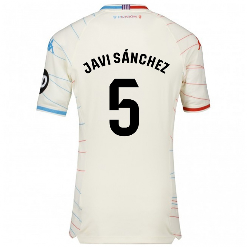 Kandiny Női Javi Sánchez #5 Fehér Piros Kék Idegenbeli Jersey 2024/25 Mez Póló Ing