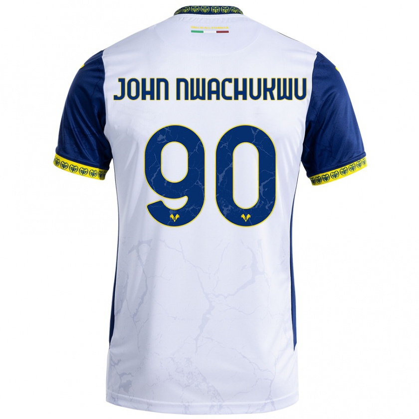 Kandiny Női Samuel John Nwachukwu #90 Fehér Kék Idegenbeli Jersey 2024/25 Mez Póló Ing