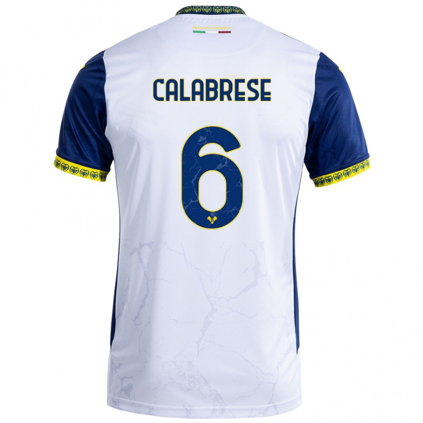 Kandiny Női Nicolò Calabrese #6 Fehér Kék Idegenbeli Jersey 2024/25 Mez Póló Ing