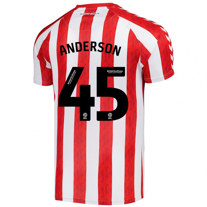 Kandiny Gyermek Joe Anderson #45 Piros Fehér Hazai Jersey 2024/25 Mez Póló Ing