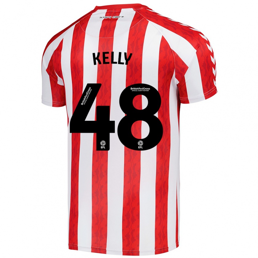 Kandiny Gyermek Caden Kelly #48 Piros Fehér Hazai Jersey 2024/25 Mez Póló Ing