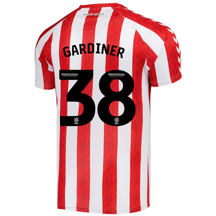 Kandiny Gyermek Harry Gardiner #38 Piros Fehér Hazai Jersey 2024/25 Mez Póló Ing