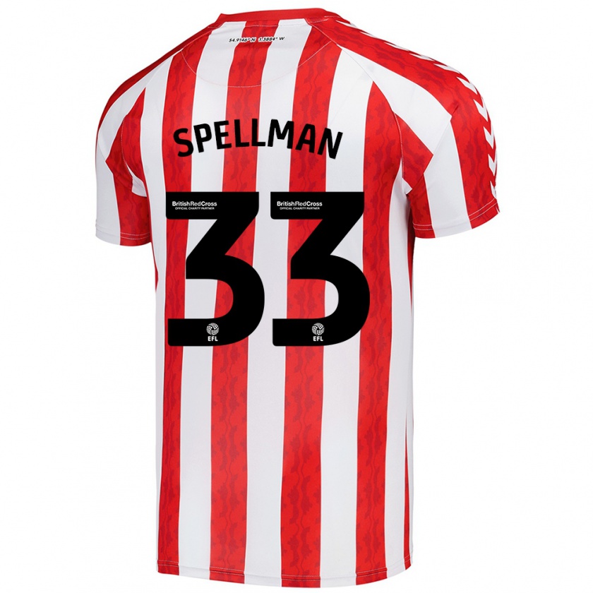 Kandiny Gyermek Michael Spellman #33 Piros Fehér Hazai Jersey 2024/25 Mez Póló Ing