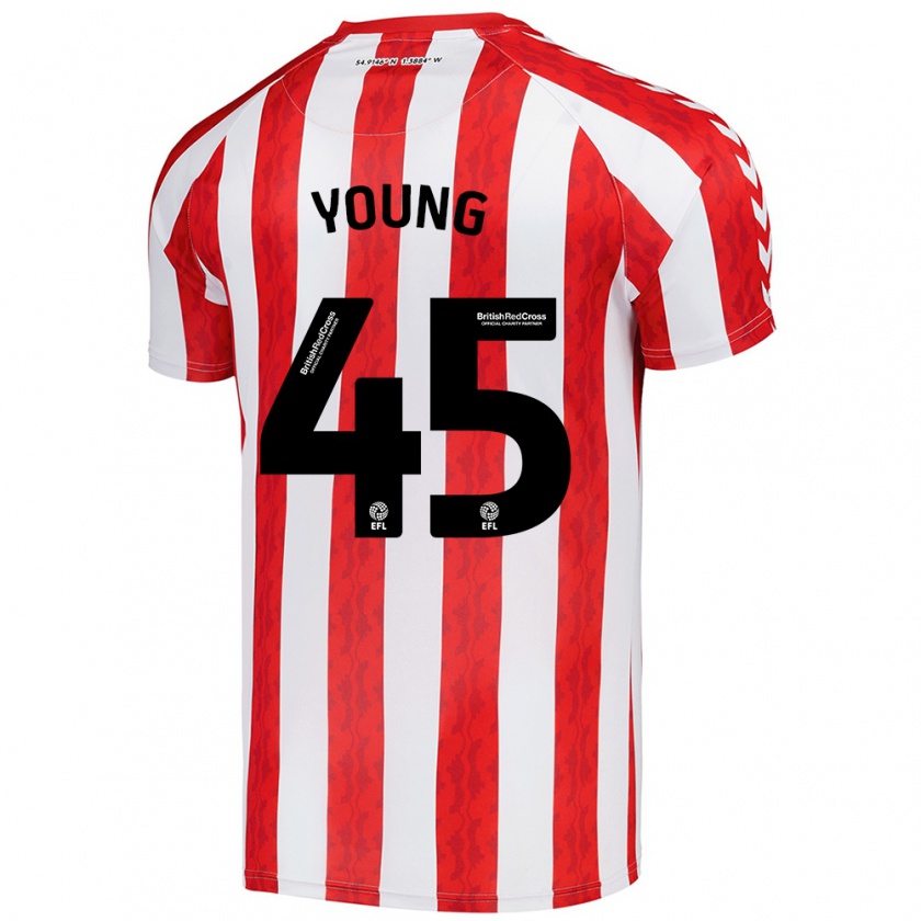 Kandiny Gyermek Matthew Young #45 Piros Fehér Hazai Jersey 2024/25 Mez Póló Ing