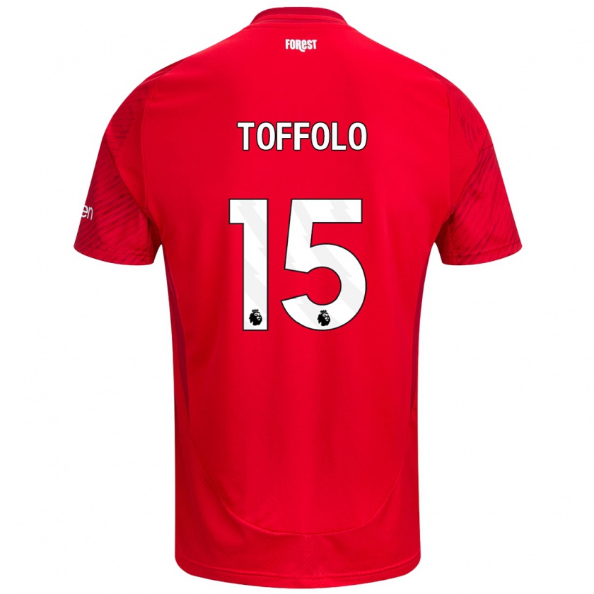 Kandiny Gyermek Harry Toffolo #15 Piros Fehér Hazai Jersey 2024/25 Mez Póló Ing