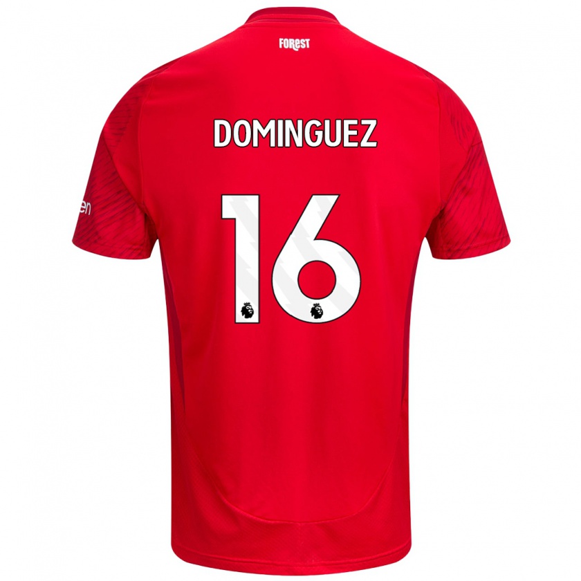 Kandiny Gyermek Nicolás Domínguez #16 Piros Fehér Hazai Jersey 2024/25 Mez Póló Ing