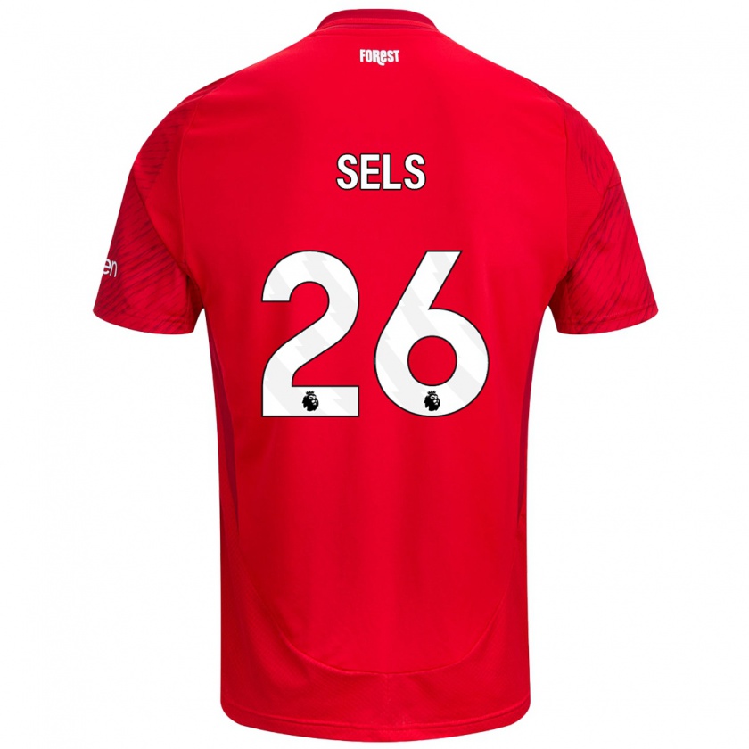 Kandiny Gyermek Matz Sels #26 Piros Fehér Hazai Jersey 2024/25 Mez Póló Ing