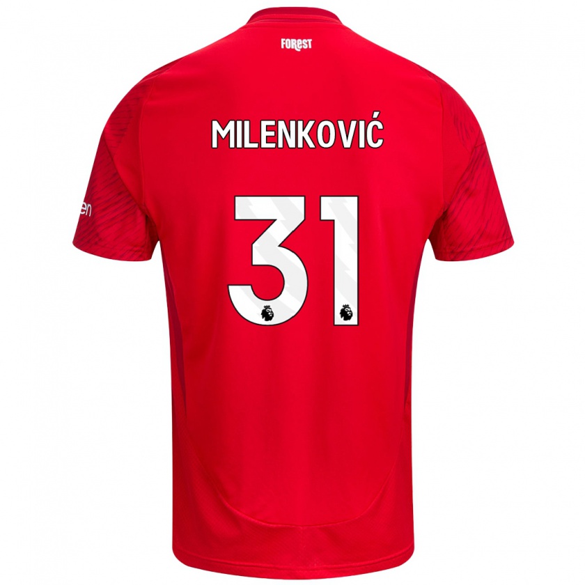 Kandiny Gyermek Nikola Milenković #31 Piros Fehér Hazai Jersey 2024/25 Mez Póló Ing