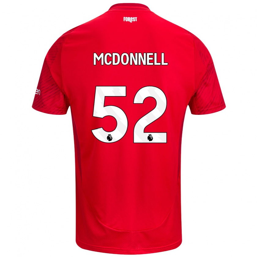 Kandiny Gyermek Jamie Mcdonnell #52 Piros Fehér Hazai Jersey 2024/25 Mez Póló Ing