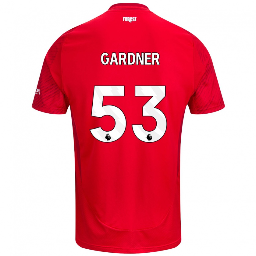 Kandiny Gyermek Joe Gardner #53 Piros Fehér Hazai Jersey 2024/25 Mez Póló Ing