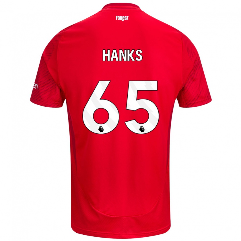 Kandiny Gyermek Justin Hanks #65 Piros Fehér Hazai Jersey 2024/25 Mez Póló Ing