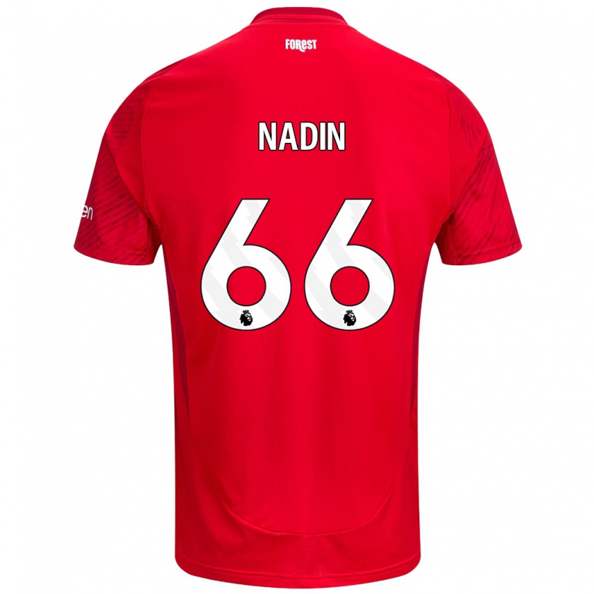 Kandiny Gyermek Jack Nadin #66 Piros Fehér Hazai Jersey 2024/25 Mez Póló Ing