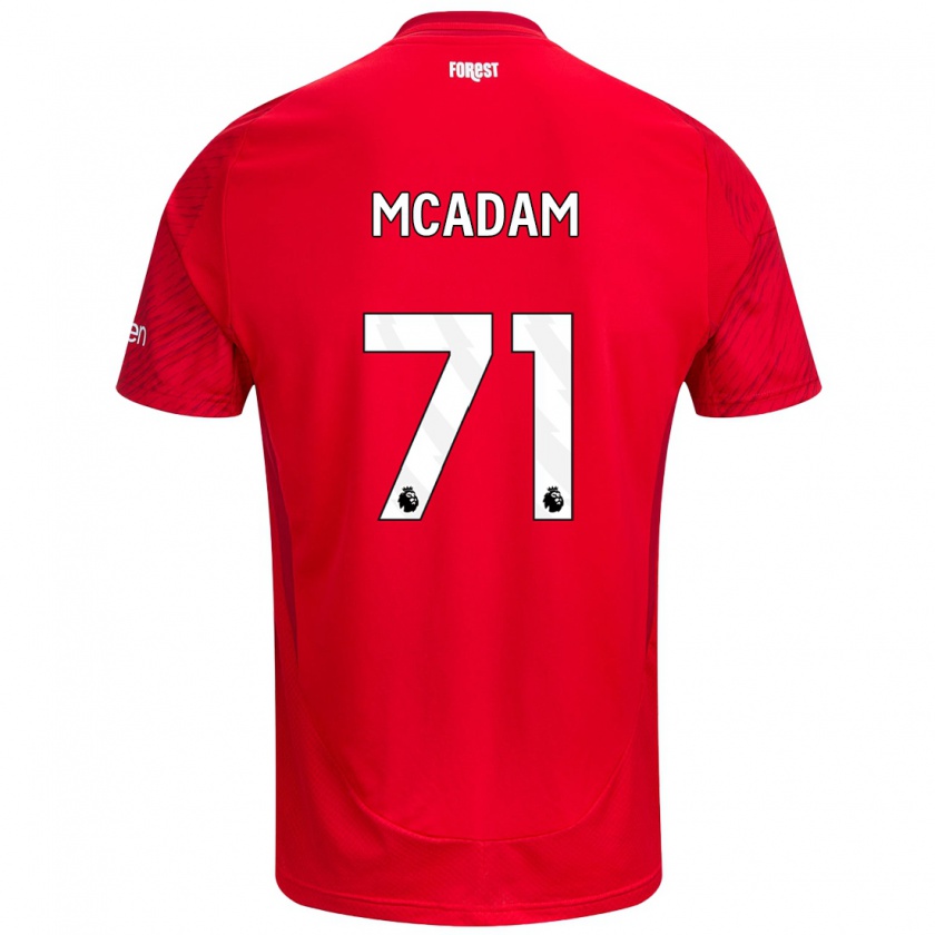 Kandiny Gyermek Kyle Mcadam #71 Piros Fehér Hazai Jersey 2024/25 Mez Póló Ing