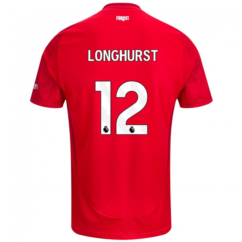 Kandiny Gyermek Kate Longhurst #12 Piros Fehér Hazai Jersey 2024/25 Mez Póló Ing