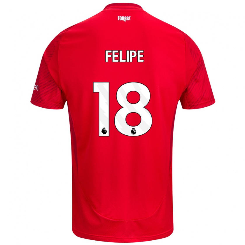 Kandiny Gyermek Felipe #18 Piros Fehér Hazai Jersey 2024/25 Mez Póló Ing