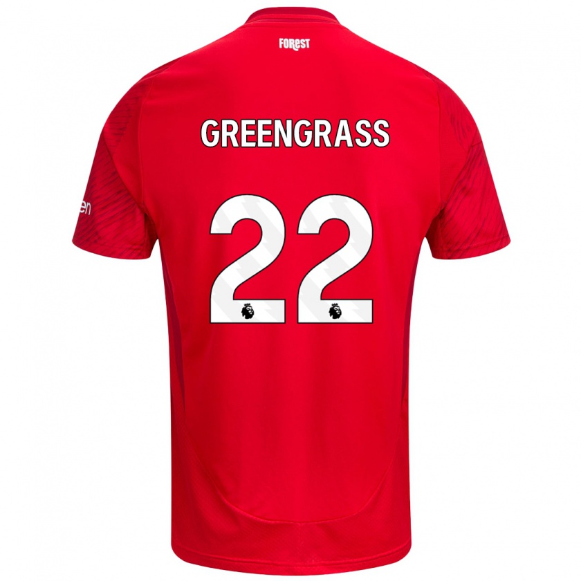 Kandiny Gyermek Charlotte Greengrass #22 Piros Fehér Hazai Jersey 2024/25 Mez Póló Ing