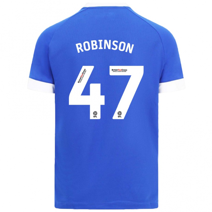 Kandiny Gyermek Callum Robinson #47 Égszínkék Hazai Jersey 2024/25 Mez Póló Ing