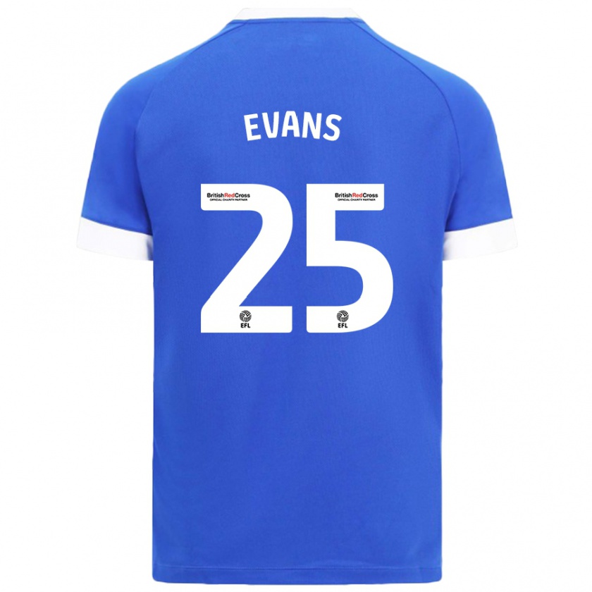 Kandiny Gyermek Kieron Evans #25 Égszínkék Hazai Jersey 2024/25 Mez Póló Ing