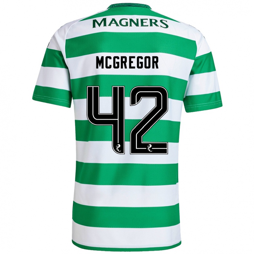 Kandiny Gyermek Callum Mcgregor #42 Zöld Fehér Hazai Jersey 2024/25 Mez Póló Ing