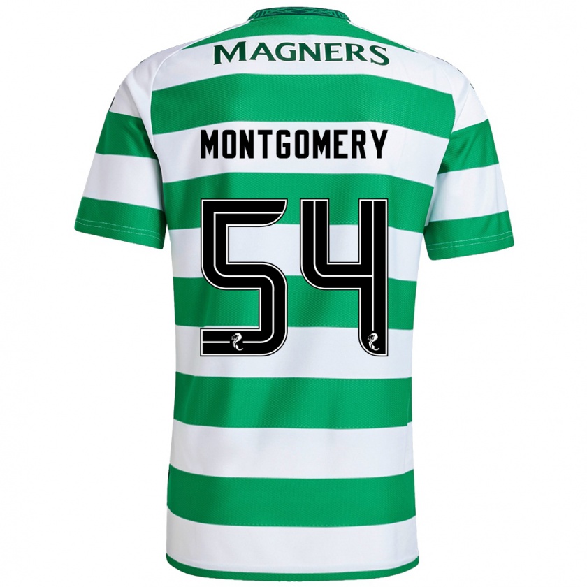 Kandiny Gyermek Adam Montgomery #54 Zöld Fehér Hazai Jersey 2024/25 Mez Póló Ing