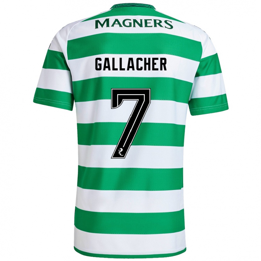 Kandiny Gyermek Amy Gallacher #7 Zöld Fehér Hazai Jersey 2024/25 Mez Póló Ing