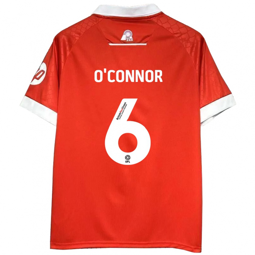 Kandiny Gyermek Thomas O'connor #6 Piros Fehér Hazai Jersey 2024/25 Mez Póló Ing