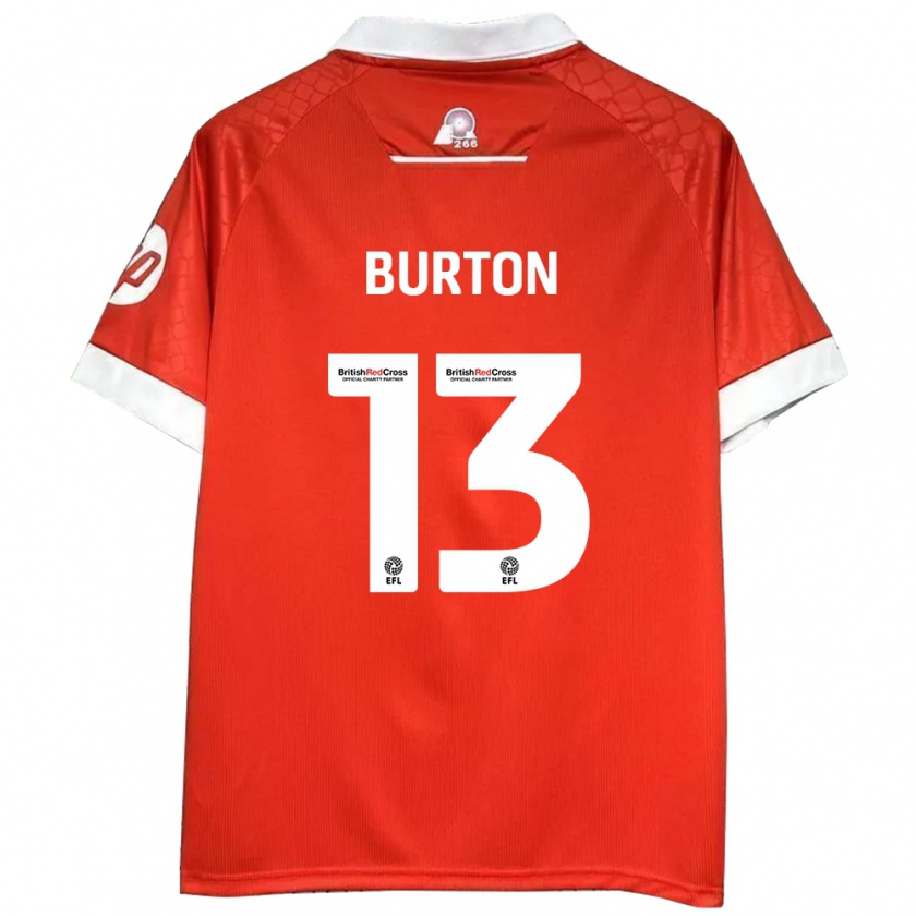 Kandiny Gyermek Callum Burton #13 Piros Fehér Hazai Jersey 2024/25 Mez Póló Ing