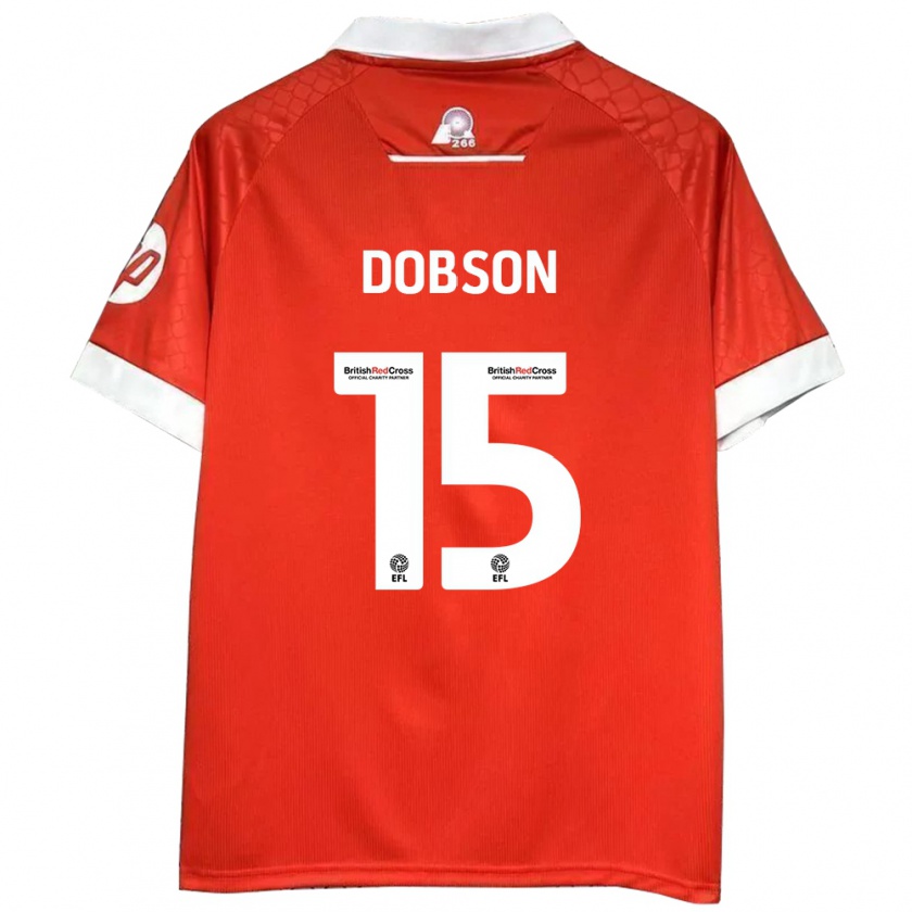 Kandiny Gyermek George Dobson #15 Piros Fehér Hazai Jersey 2024/25 Mez Póló Ing