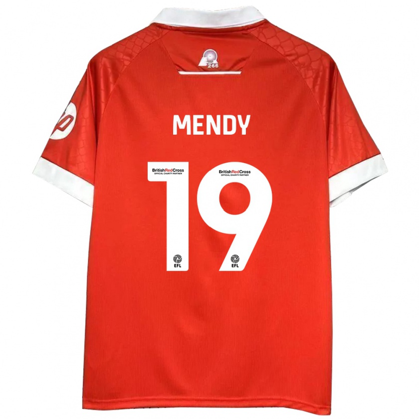 Kandiny Gyermek Jacob Mendy #19 Piros Fehér Hazai Jersey 2024/25 Mez Póló Ing