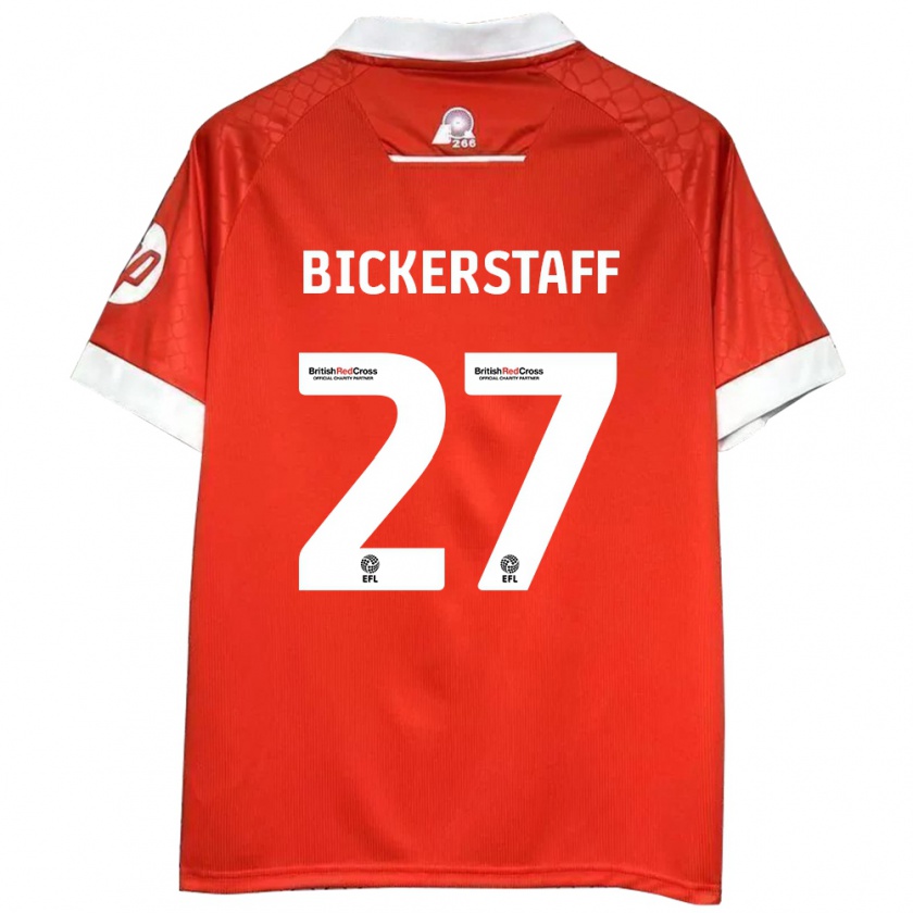 Kandiny Gyermek Jake Bickerstaff #27 Piros Fehér Hazai Jersey 2024/25 Mez Póló Ing