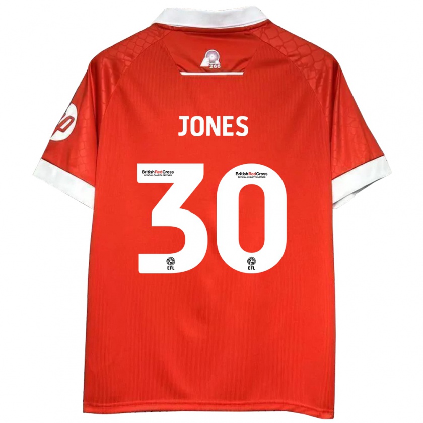 Kandiny Gyermek James Jones #30 Piros Fehér Hazai Jersey 2024/25 Mez Póló Ing