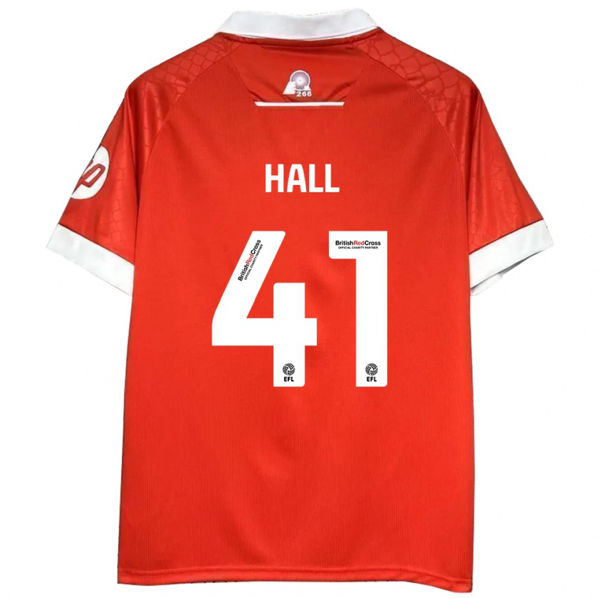 Kandiny Gyermek Liam Hall #41 Piros Fehér Hazai Jersey 2024/25 Mez Póló Ing