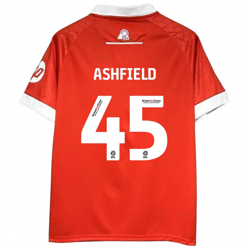 Kandiny Gyermek Harry Ashfield #45 Piros Fehér Hazai Jersey 2024/25 Mez Póló Ing