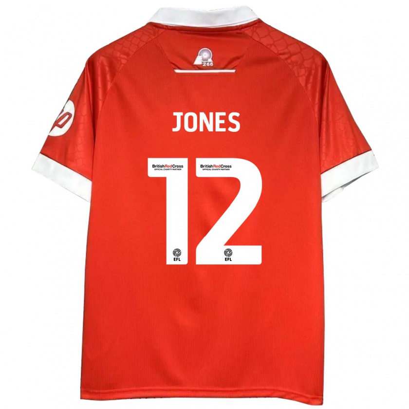 Kandiny Gyermek Carra Jones #12 Piros Fehér Hazai Jersey 2024/25 Mez Póló Ing