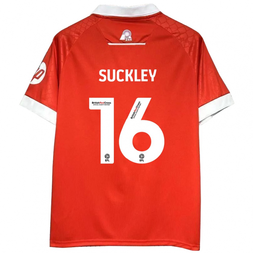 Kandiny Gyermek Ava Suckley #16 Piros Fehér Hazai Jersey 2024/25 Mez Póló Ing