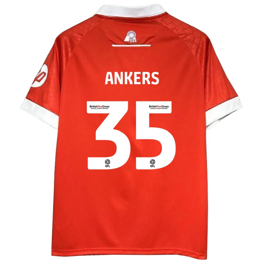 Kandiny Gyermek Chloe Ankers #35 Piros Fehér Hazai Jersey 2024/25 Mez Póló Ing