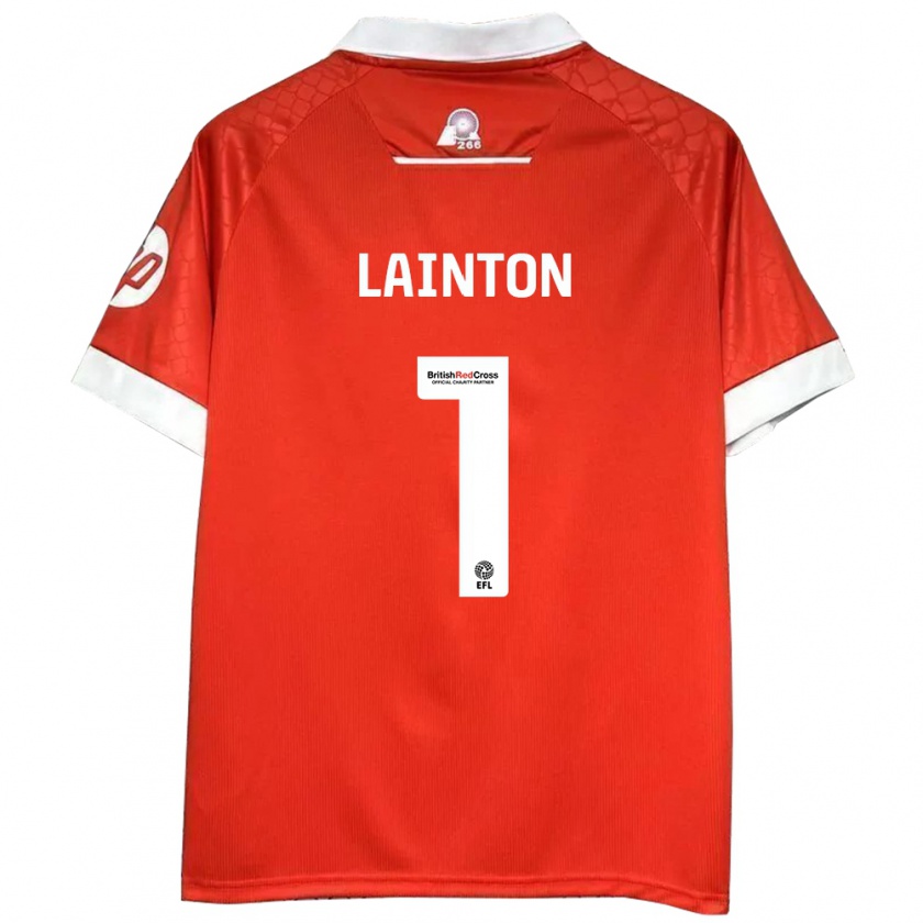 Kandiny Gyermek Rob Lainton #1 Piros Fehér Hazai Jersey 2024/25 Mez Póló Ing