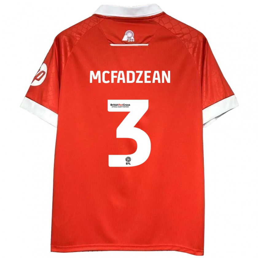 Kandiny Gyermek Callum Mcfadzean #3 Piros Fehér Hazai Jersey 2024/25 Mez Póló Ing