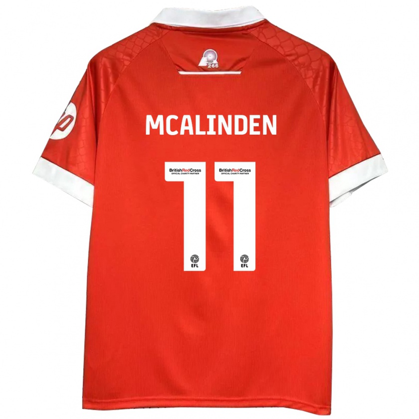 Kandiny Gyermek Liam Mcalinden #11 Piros Fehér Hazai Jersey 2024/25 Mez Póló Ing