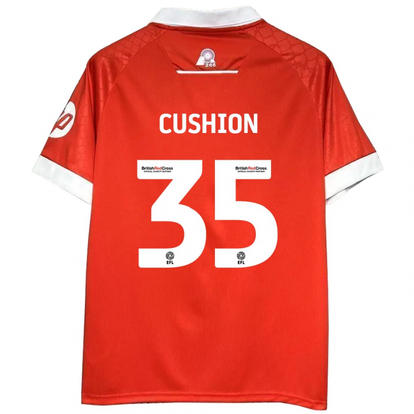 Kandiny Gyermek Owen Cushion #35 Piros Fehér Hazai Jersey 2024/25 Mez Póló Ing