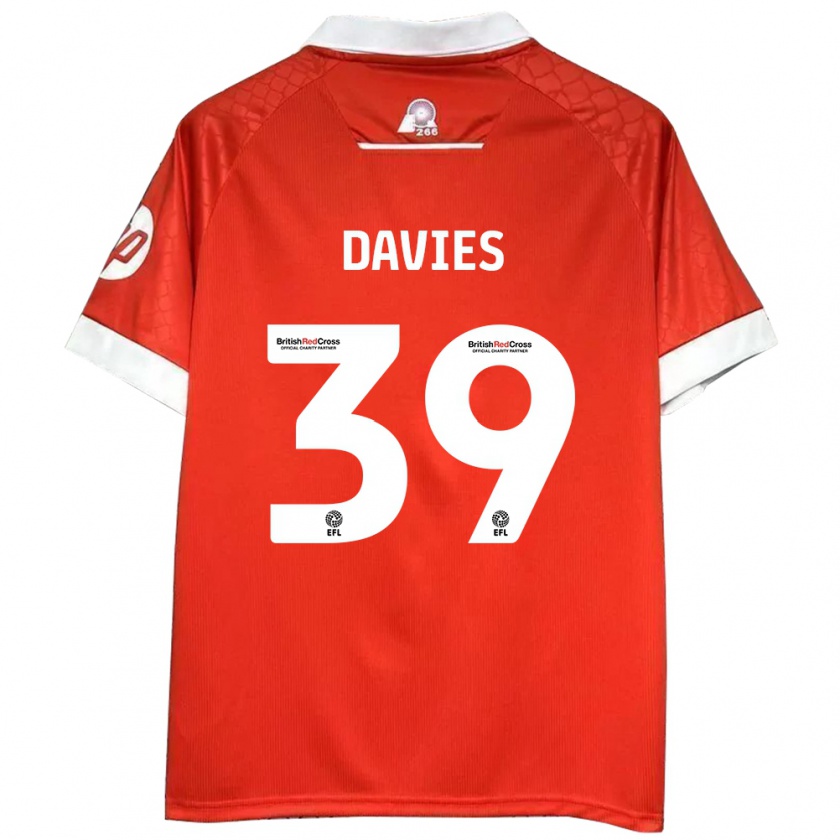 Kandiny Gyermek Daniel Davies #39 Piros Fehér Hazai Jersey 2024/25 Mez Póló Ing