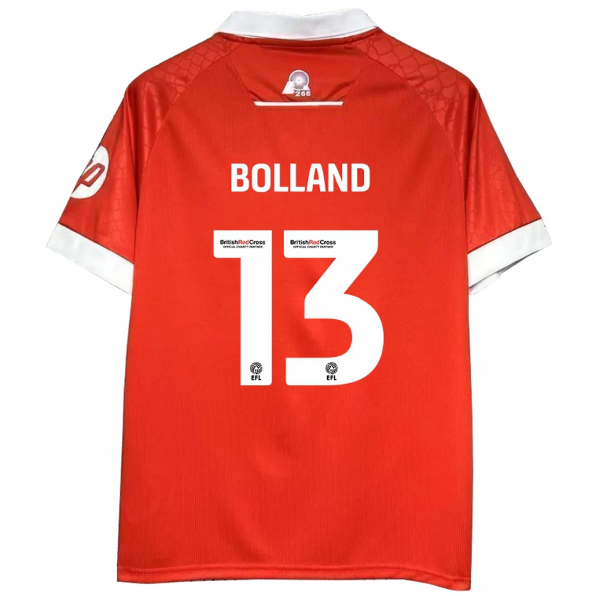 Kandiny Gyermek Charlotte Bolland #13 Piros Fehér Hazai Jersey 2024/25 Mez Póló Ing