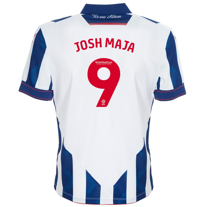 Kandiny Gyermek Josh Maja #9 Fehér Sötétkék Hazai Jersey 2024/25 Mez Póló Ing