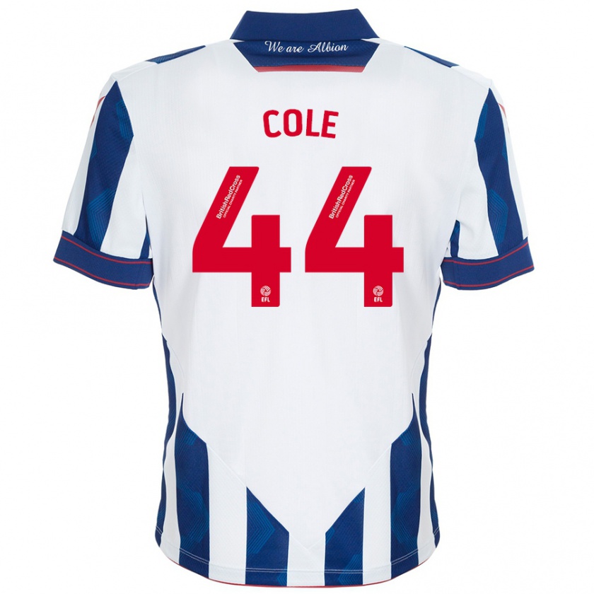 Kandiny Gyermek Devante Cole #44 Fehér Sötétkék Hazai Jersey 2024/25 Mez Póló Ing